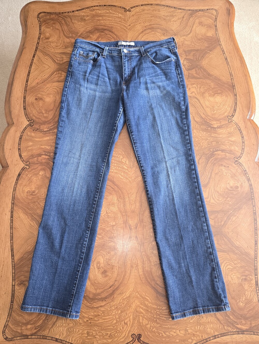 Levi's 505 Straight Leg Jeans Women's Size 12M Blue Dark Wash Stretch Denim